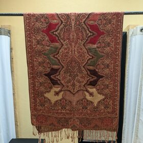 Red & Beige Print Pashmina Wrap, 70 x 27