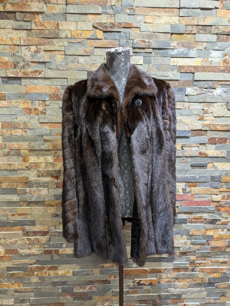 Dark Brown One Button Mink Stroller, Size M