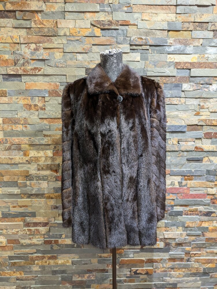 Dark Brown One Button Mink Stroller, Size M