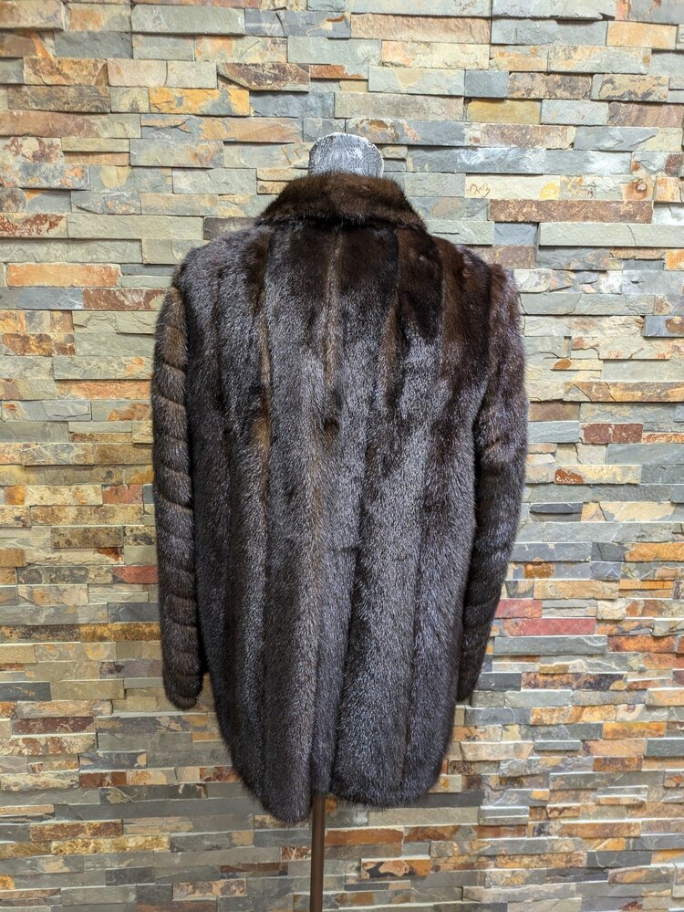 Dark Brown One Button Mink Stroller, Size M