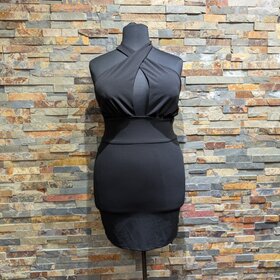 Speechless Black Gathered Cross-Halter Dress, Size XXL