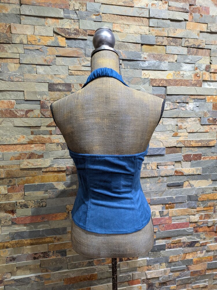 Blue Suede Lace-Up Top