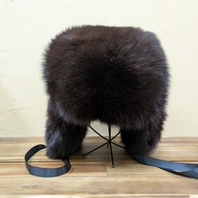 Dark Brown Fox Ushanka Hat w/ Adjustable Strap