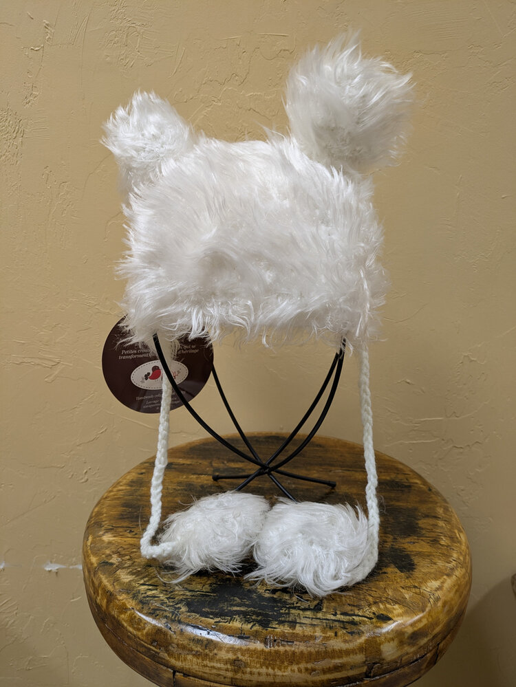 White Bear Crocheted Handmade Heirloom Baby Hat