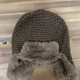 Brown Aviator Crocheted Handmade Heirloom Baby Hat