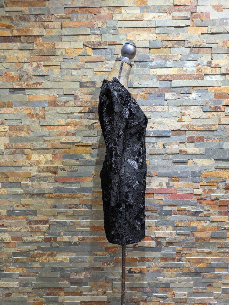 Express Black V-Neck Embroidered Accent Cocktail Dress, Size XS