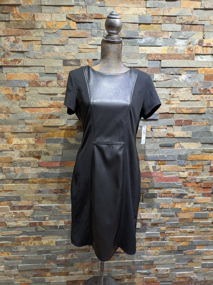 Black Faux Leather Dress, Size 12
