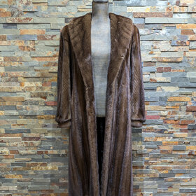 Brown Ranch Mink Long Coat, Size L