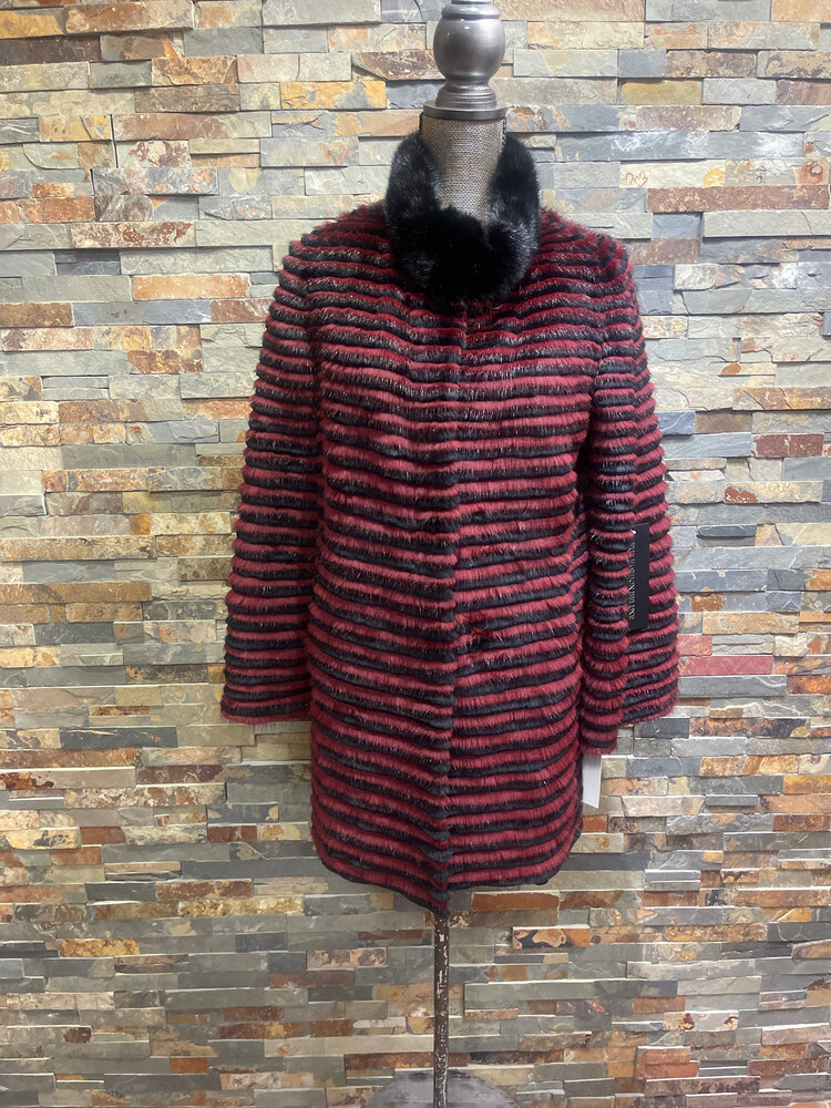 Maroon Mink and Sheared Beaver Jacket Size M