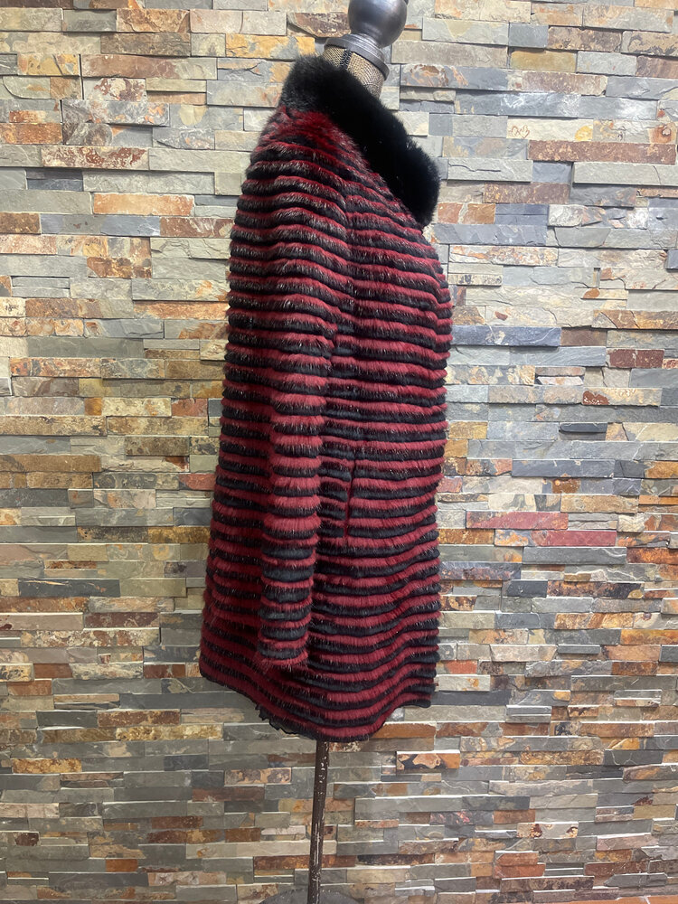 Maroon Mink and Sheared Beaver Jacket Size M