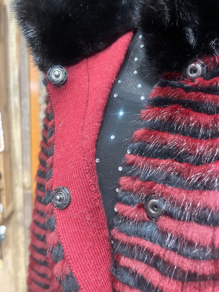 Maroon Mink and Sheared Beaver Jacket Size M