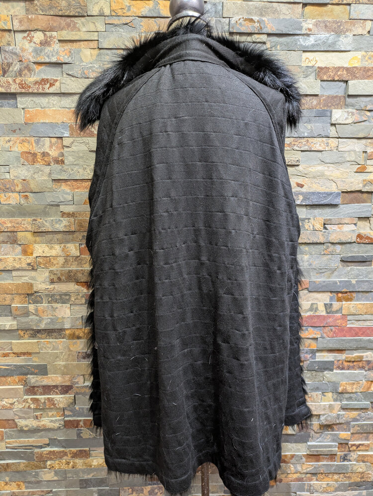 Black Fox with Knit Interior Jacket, Size XL