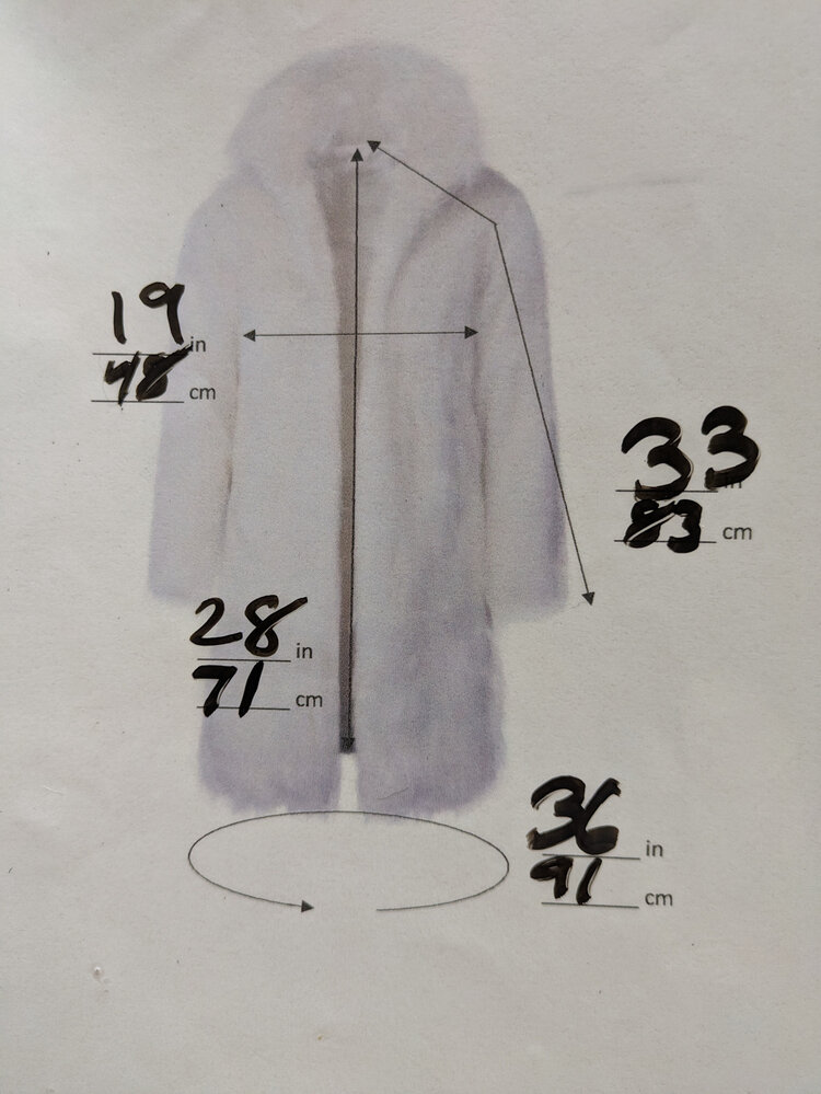 Saga Mink Brown Ranch Mink Corded with Fox Trim, Size L