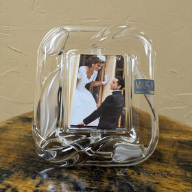 Round Crystal Glass German Picture Frame, 7" x 5.5"