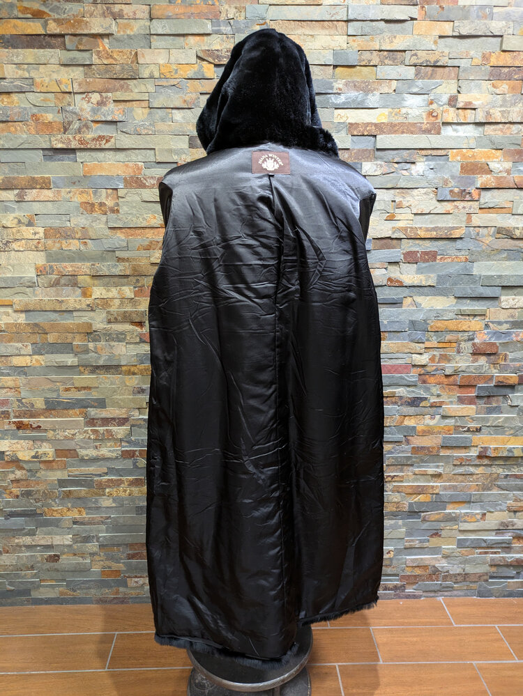 Diana Winter Cobalt Blue & Black Rex Chinchilla Long Coat, Size 2XL