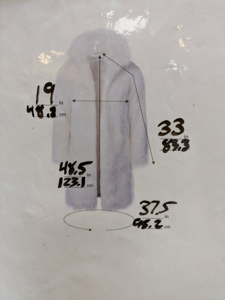 Diana Winter Cobalt Blue & Black Rex Chinchilla Long Coat, Size 2XL