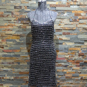 Black Hand-Beaded Vintage Flapper Inspired Dress, Size M