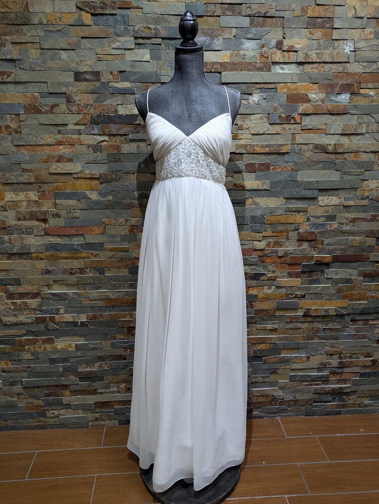 Aidan Mattox Ivory Chiffon Embellished Gown, Size S