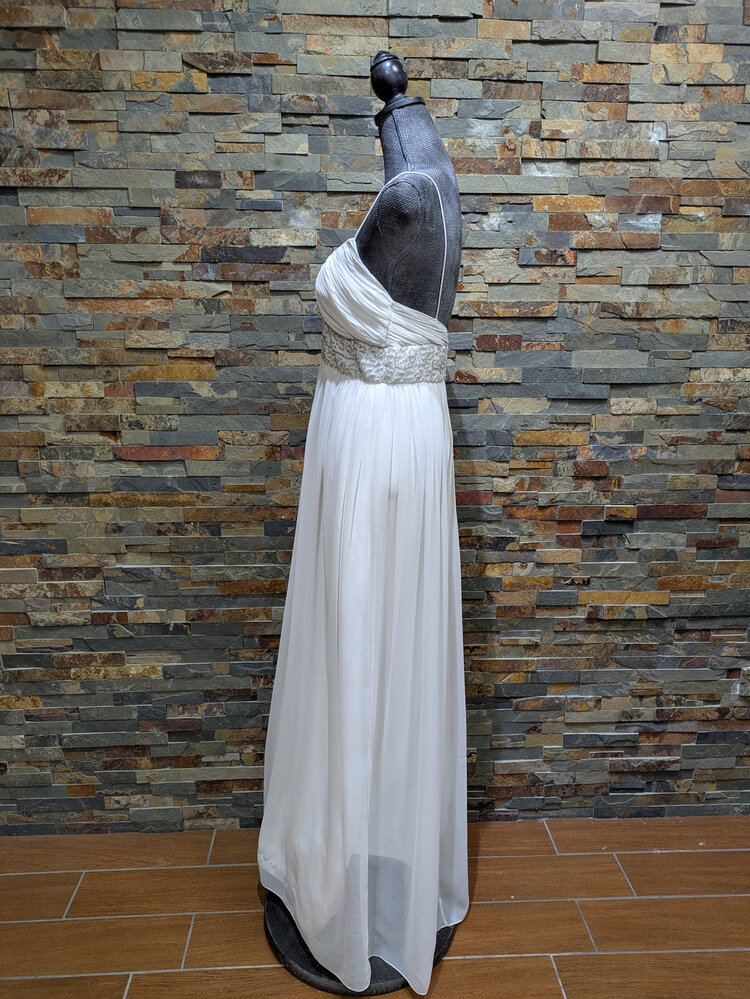 Aidan Mattox Ivory Chiffon Embellished Gown, Size S