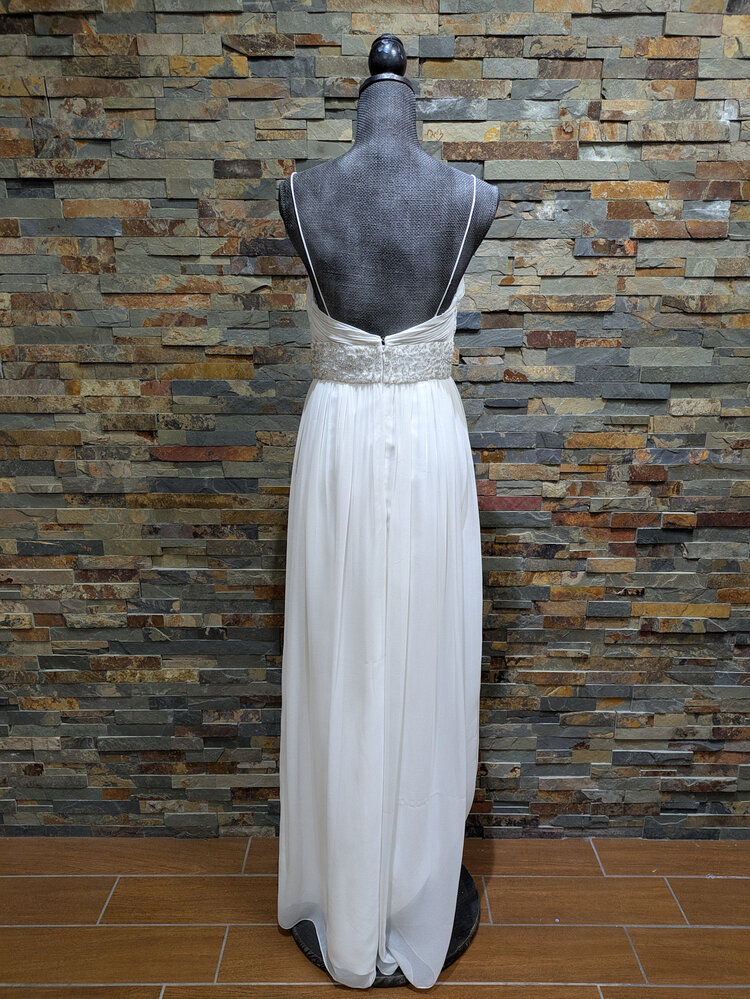 Aidan Mattox Ivory Chiffon Embellished Gown, Size S