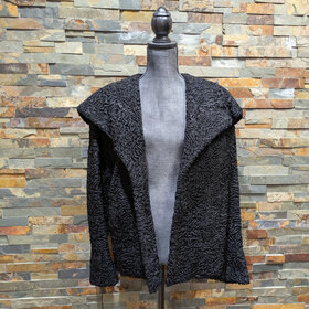Black Persian Lamb jacket w/ Cape Collar, Size L