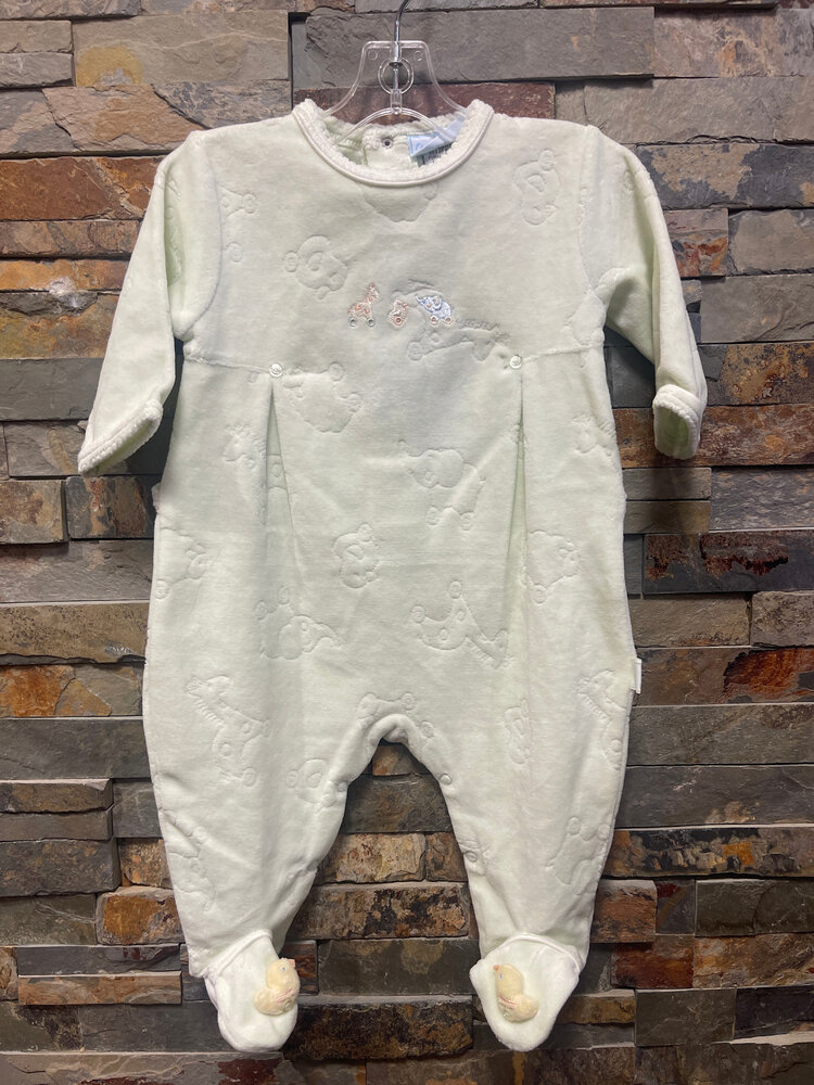 Celery Velour Baby Animal Footie, Size 3M