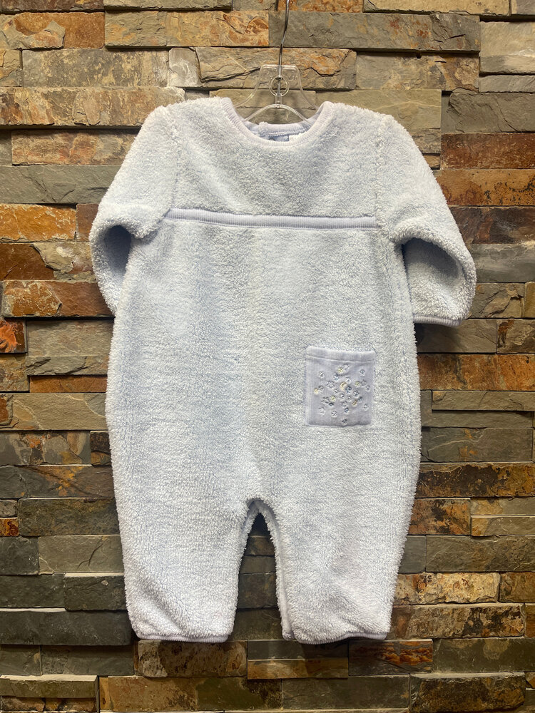Light Blue Fuzzy Romper w/ Moon & Stars