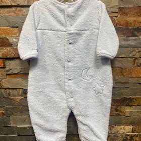 Light Blue Fuzzy Romper w/ Moon & Stars