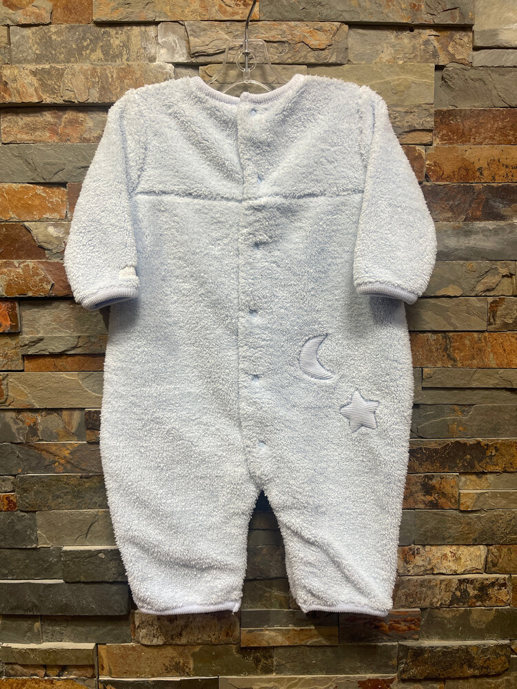 Light Blue Fuzzy Romper w/ Moon & Stars