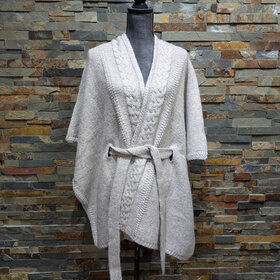 Oatmeal Gray Knit Cardigan w/ Belt, Size S/M