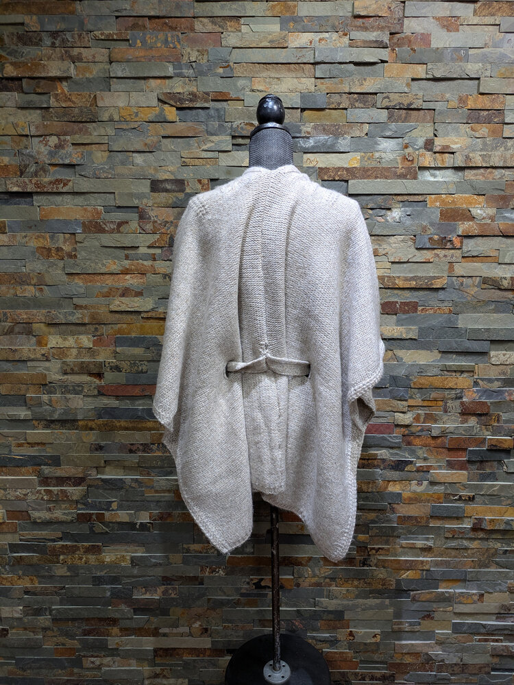 Oatmeal Gray Knit Cardigan w/ Belt, Size S/M