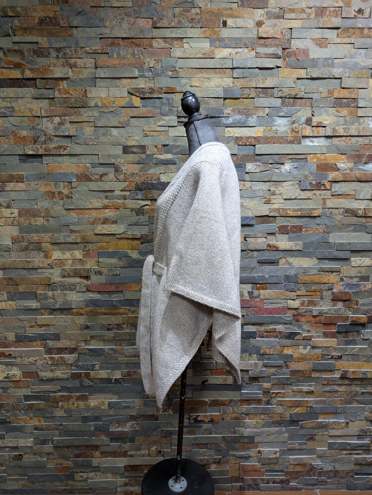 Oatmeal Gray Knit Cardigan w/ Belt, Size S/M