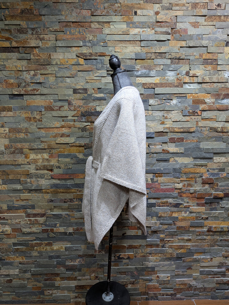 Oatmeal Gray Knit Cardigan w/ Belt, Size S/M