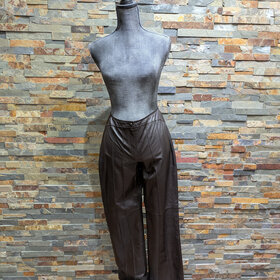 Very Dark Brown Leather Pants, Size S