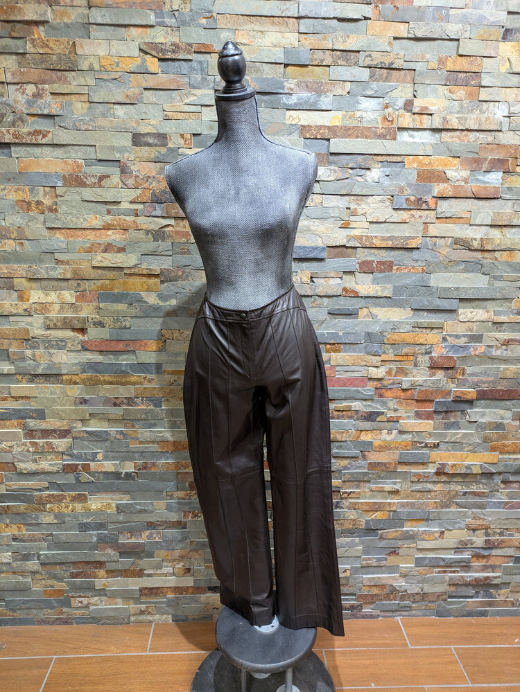 Very Dark Brown Leather Pants, Size S