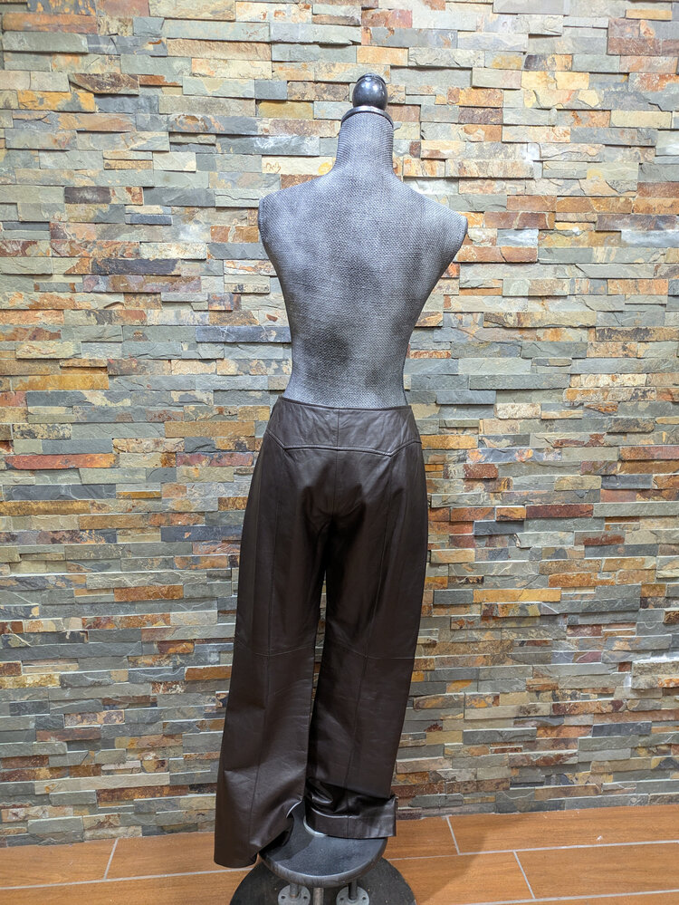 Very Dark Brown Leather Pants, Size S