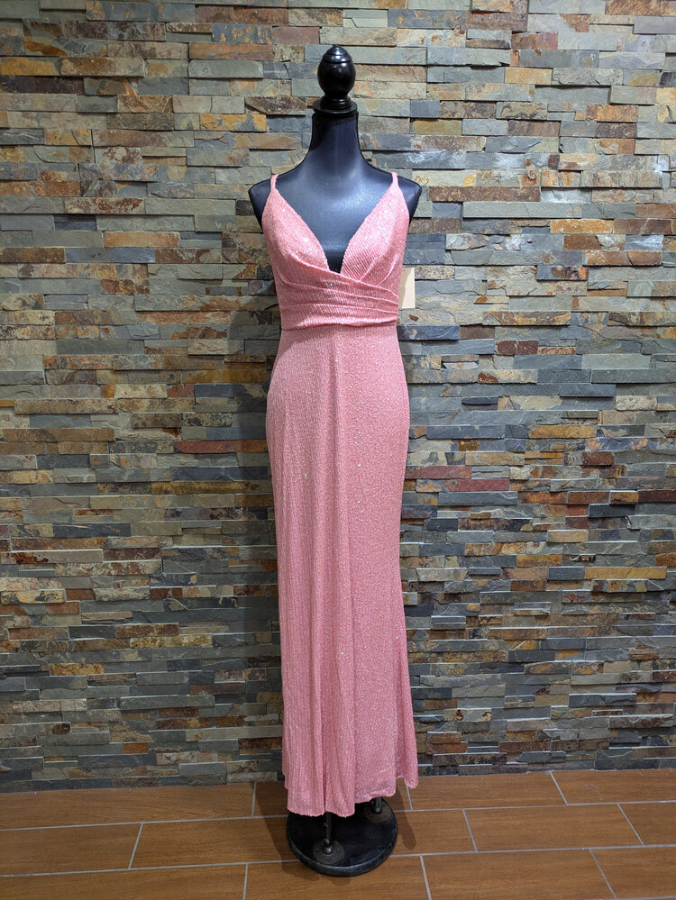 Mac Duggal Pink Sequin Sleeveless Gown, Size 8