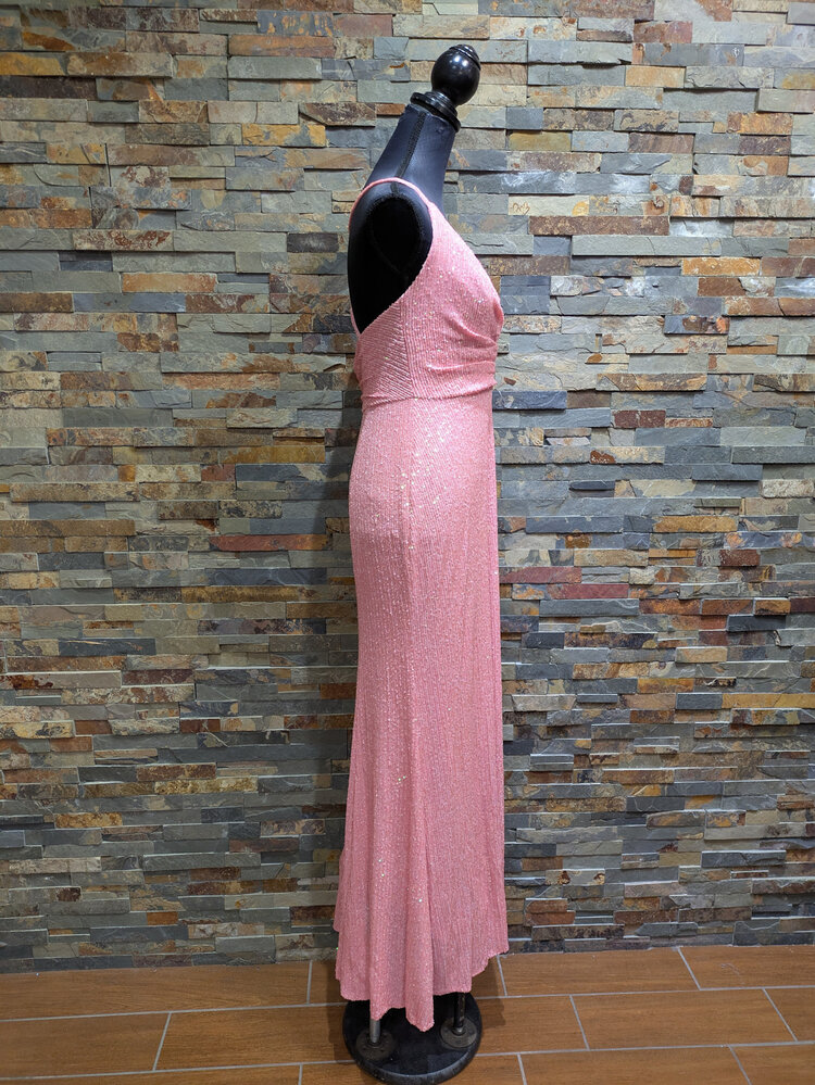 Mac Duggal Pink Sequin Sleeveless Gown, Size 8