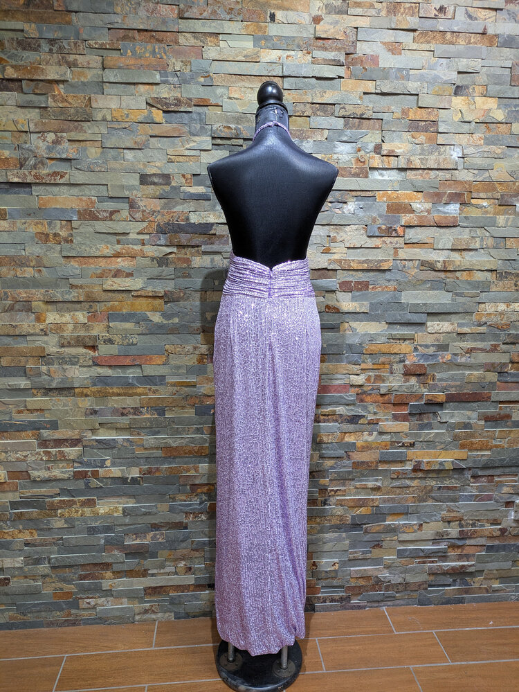 Mac Duggal Purple Sparkly Sequin Halter gown, Size 12