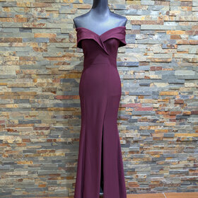 Xscape Burgundy Off-Shoulder Formal Gown, Size 2