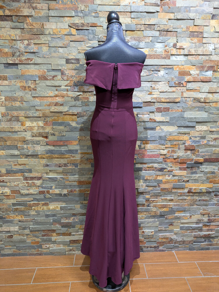 Xscape Burgundy Off-Shoulder Formal Gown, Size 2
