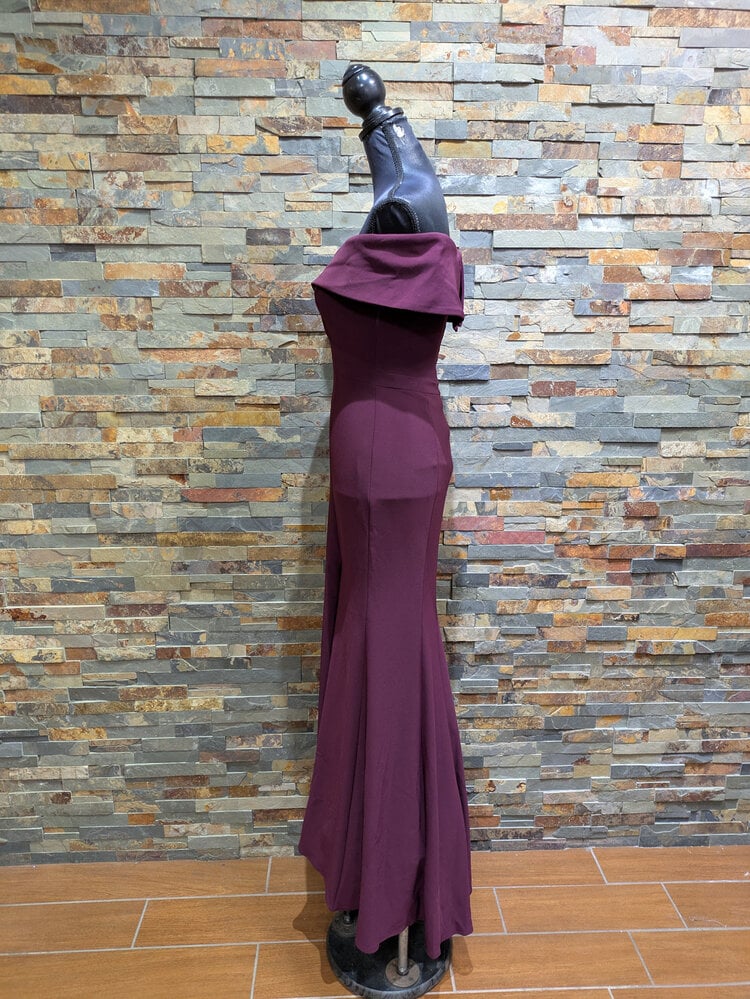 Xscape Burgundy Off-Shoulder Formal Gown, Size 2