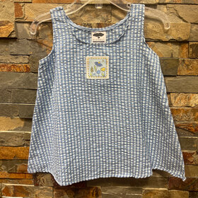 Bright Blue Jumper Dress with Floral Patch