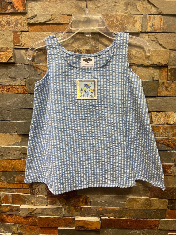 Bright Blue Jumper Dress with Floral Patch