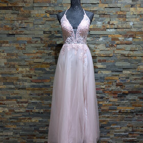 Blondie Nites Pastel Pink Mesh Ballgown, Size 15