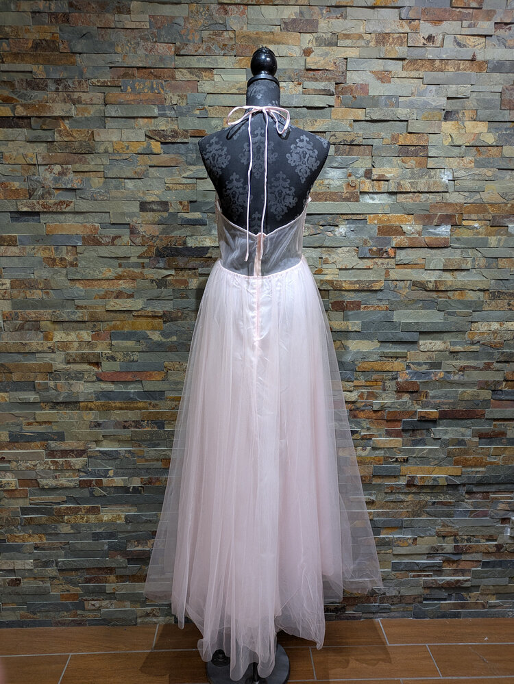 Blondie Nites Pastel Pink Mesh Ballgown, Size 15