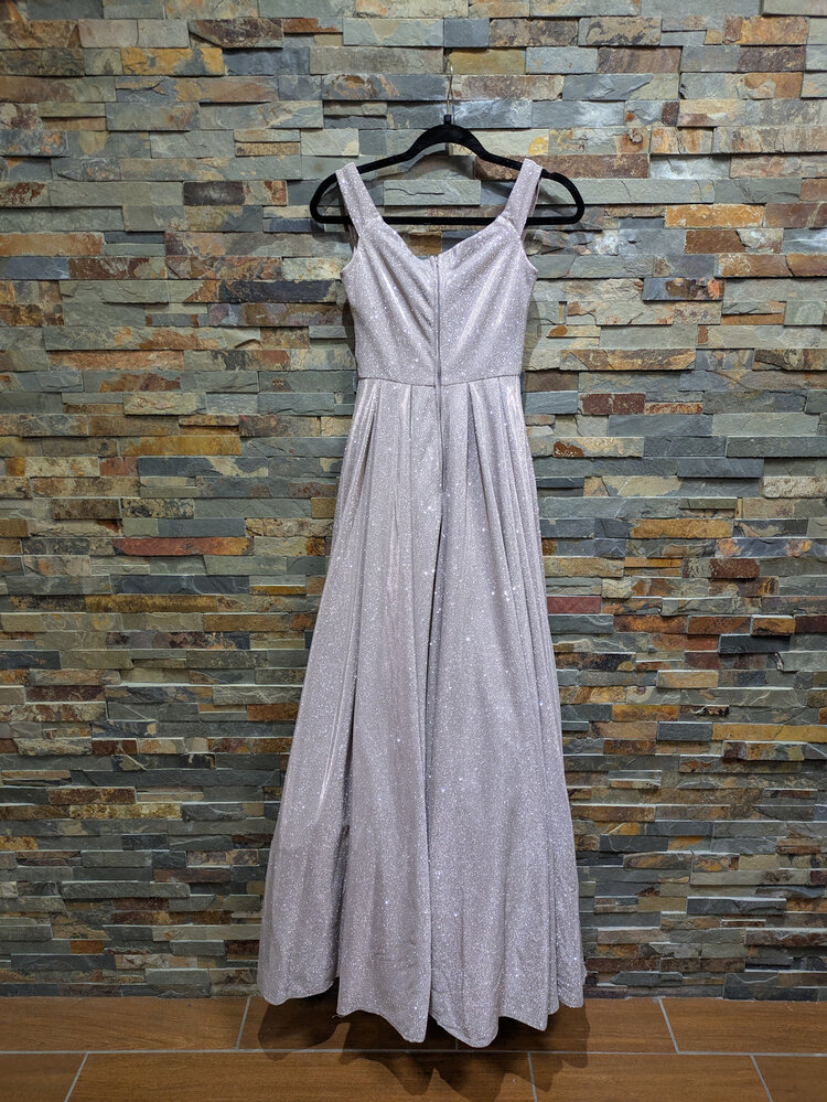 B Darlin Pale Pink Glitter Off-Shoulder Ballgown, Size 1/2