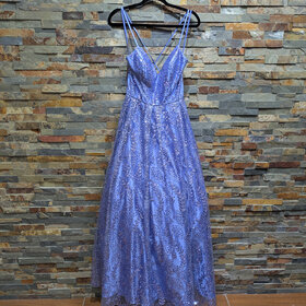 Blondie Nites Periwinkle Purple Sequin Sparkle Lace-Back Ballgown