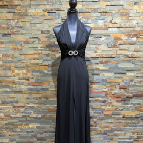 Jovani Black Formal Jovani Gown w/ Silver Accent Piece, Size 4