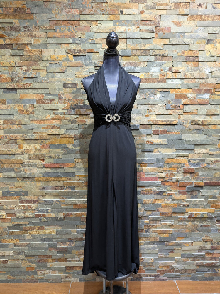 Jovani Vintage Black Formal Jovani Gown w/ Silver Accent Piece, Size 4